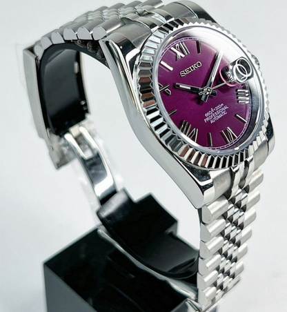 36mm Seiko Mod Datejust Purple automatic watch