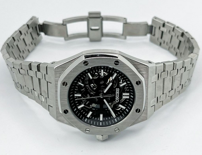 41mm seiko mod skeleton royal oak automatic watch