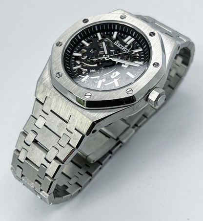 41mm seiko mod skeleton royal oak automatic watch