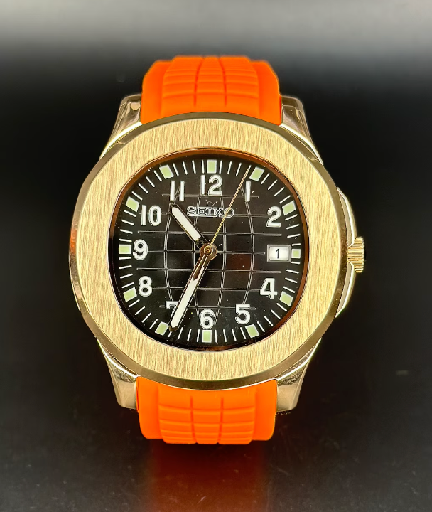 Seiko Mod - Rosegold Aquanaut with Orange Strap Automatic Watch