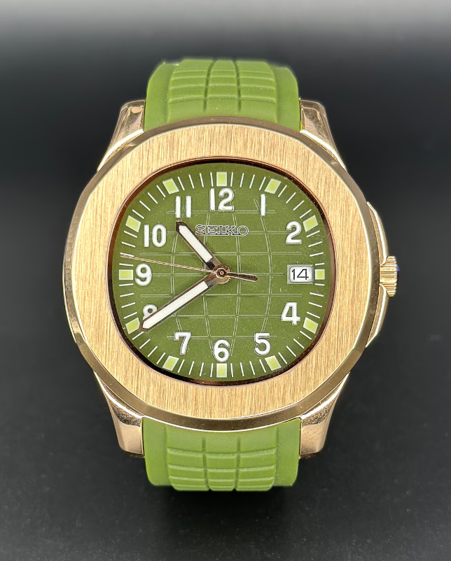 Seiko Mod - Rosegold Green Aquanaut with Green Strap Automatic Watch