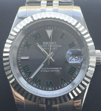 Seiko Custom Datejust Wimbledon mod automatic watch 39mm