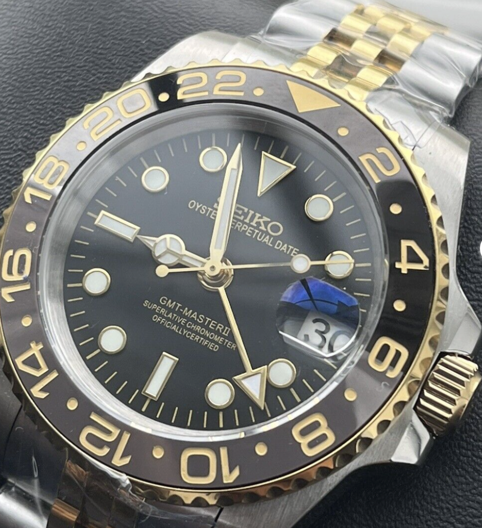 Custom build seiko two toned gmt mod automatic watch