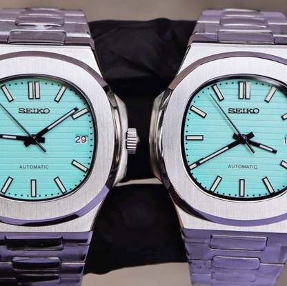 custom build seiko Tiffany blue nautilus mod automatic watch