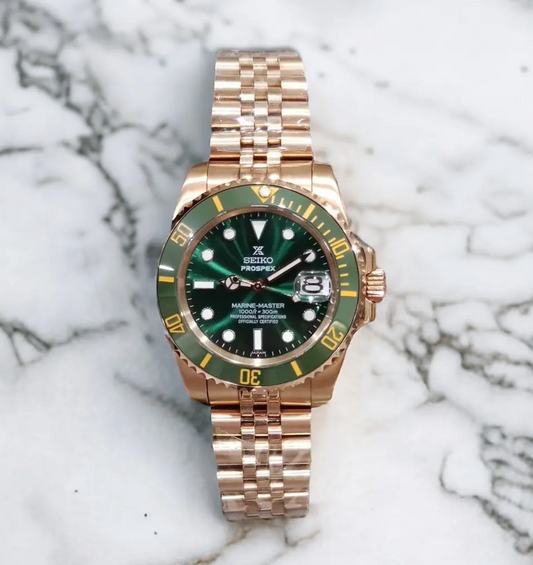 Seiko Mod Prospex rosegold guilt hulk Nh35 automatic watch