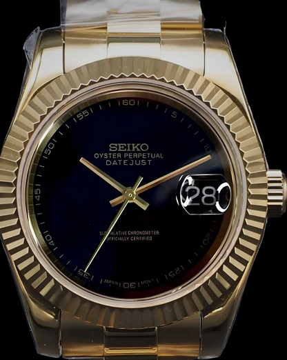 seiko mod vintage gold datejust Presidential Oynx NH35 automatic watch 36mm