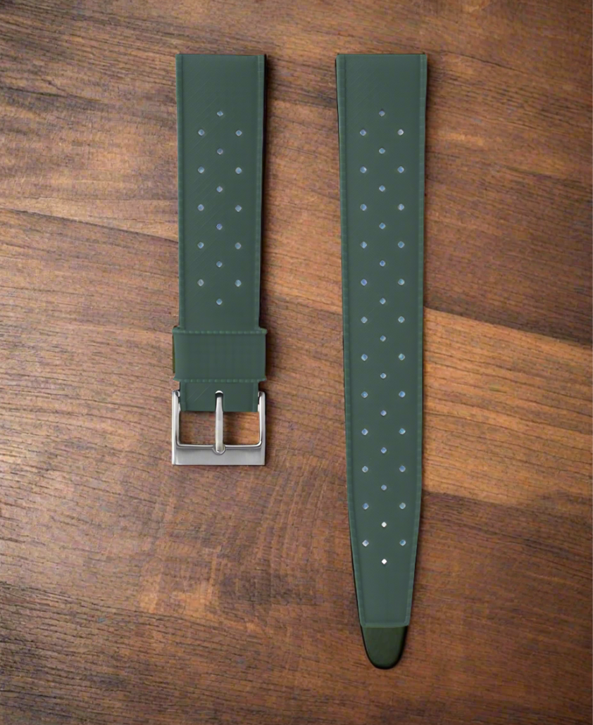 20mm Green tropical Rubber strap