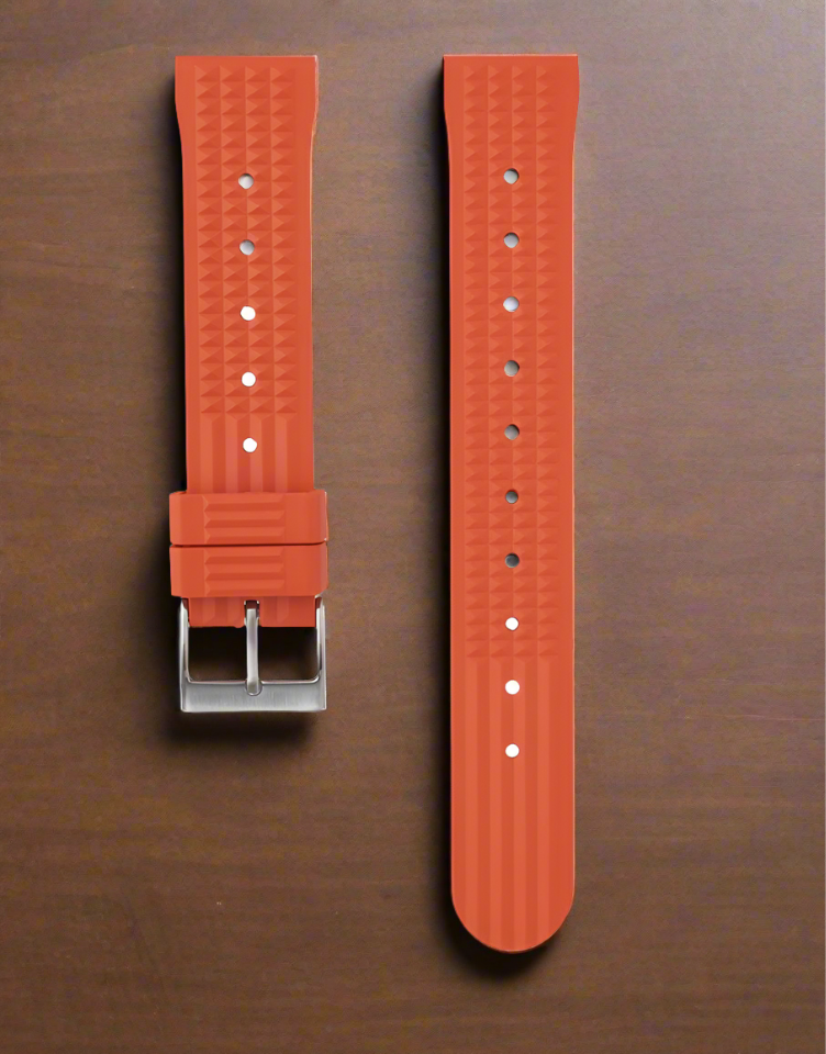 20mm waffle orange rubber strap