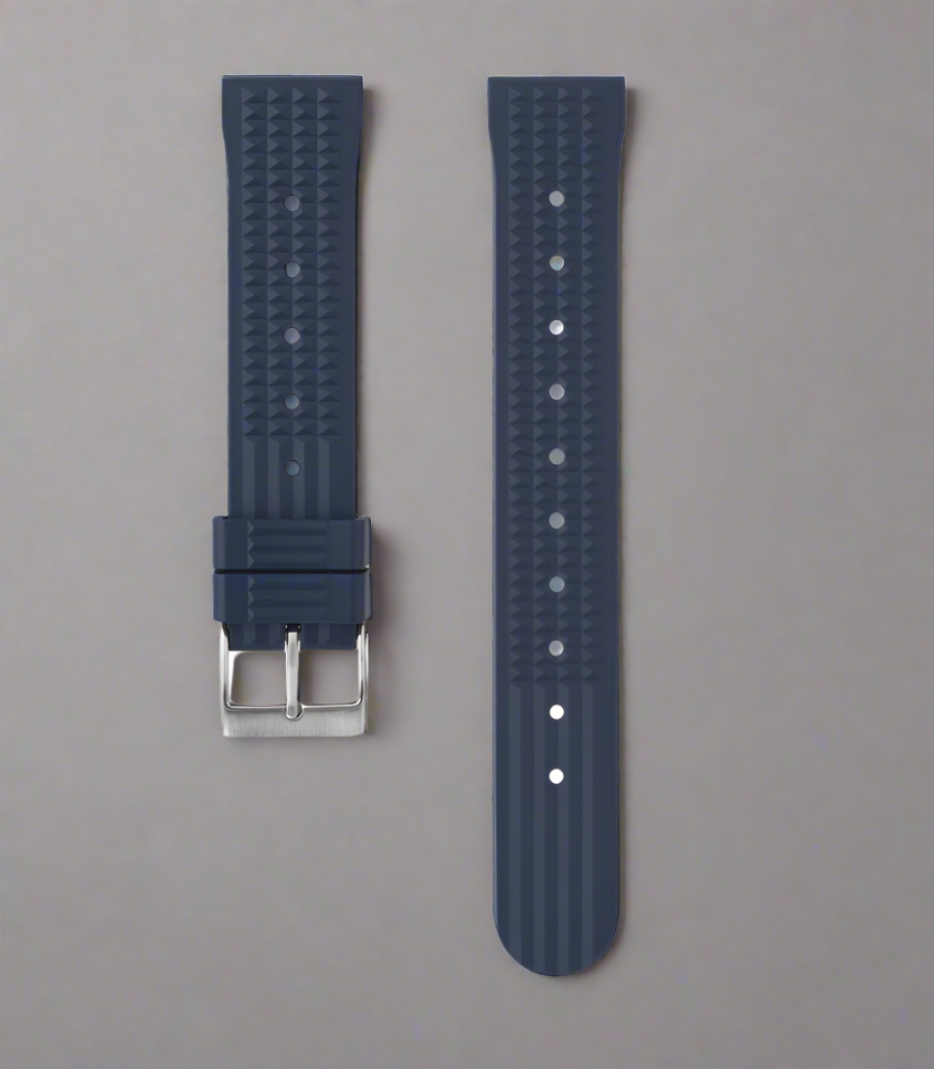 20mm waffle blue rubber strap