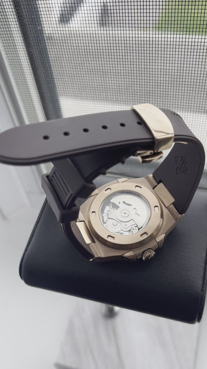 Custom build seiko mod- rosegold nautilus with chocolate dial automatic watch